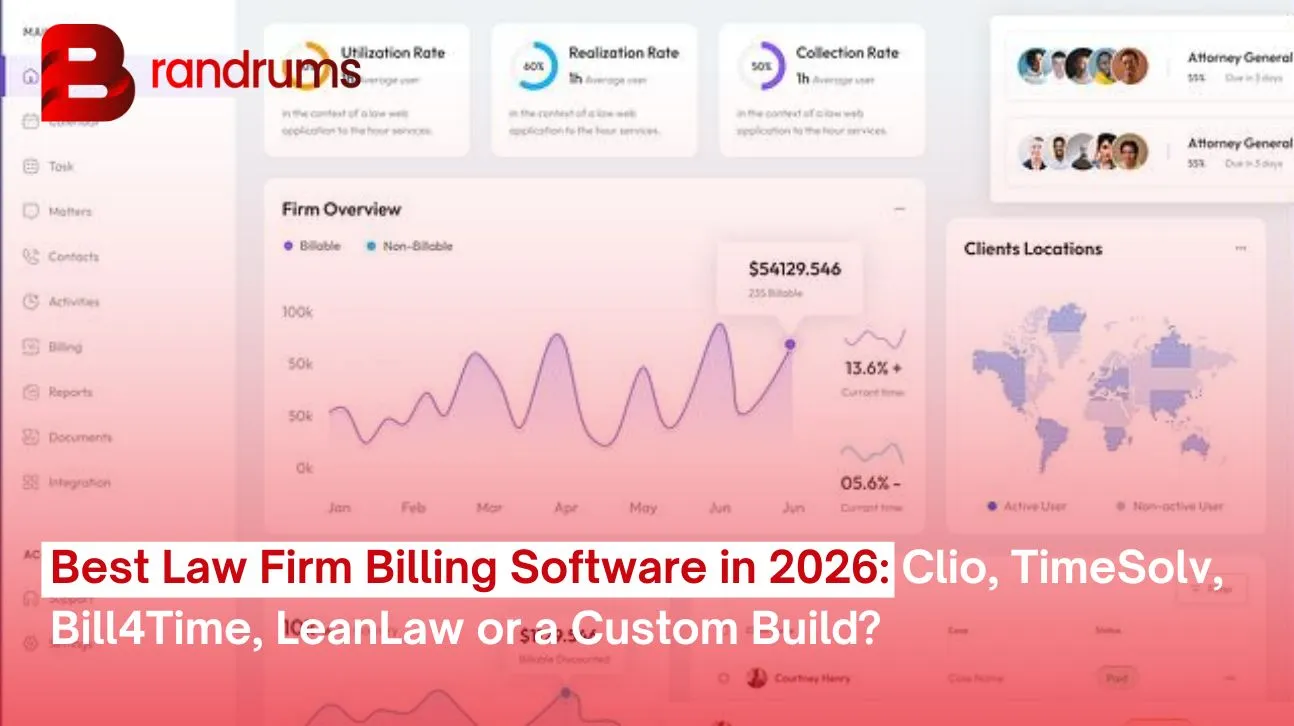 Comparison of best law firm billing software options including Clio Manage, TimeSolv, Bill4Time, LeanLaw, and a custom billing build with trust accounting and LEDES features