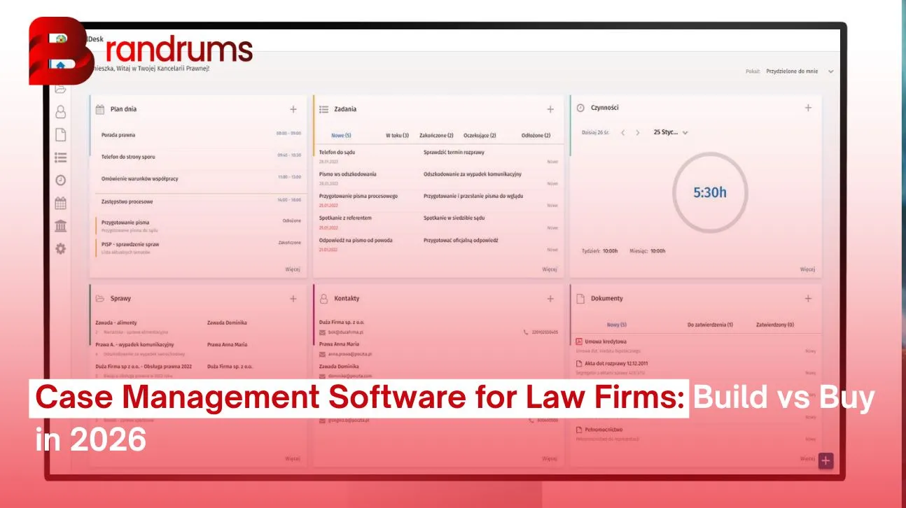 Read: Case Management Software for Law Firms: Build vs Buy in 2026 Comparison of off-the-shelf case management software for law firms versus a custom-built legal platform