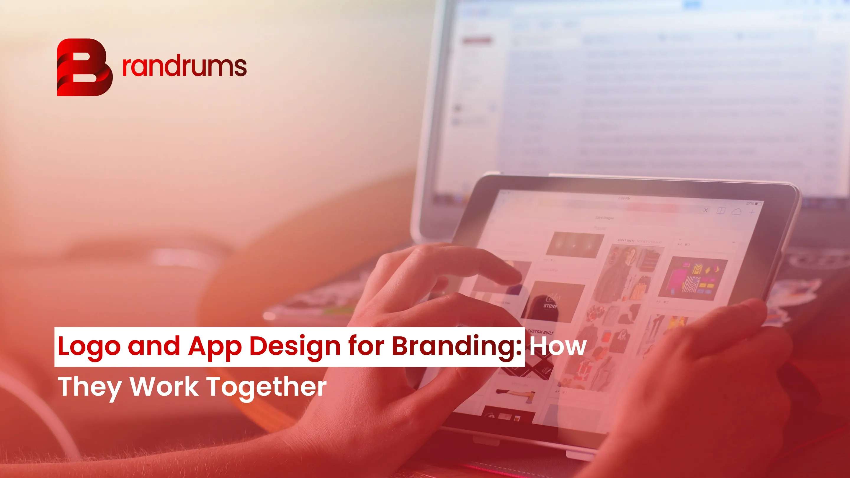 Read: Logo and App Design for Branding: How They Work Together Designer comparing a logo file on a laptop with the matching mobile app splash screen and icon on a phone